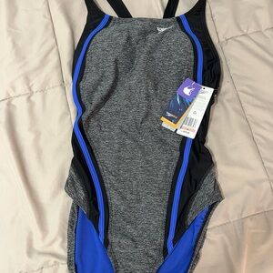 Speedo Black One-Piece Swimsuit with Royal Blue Accent